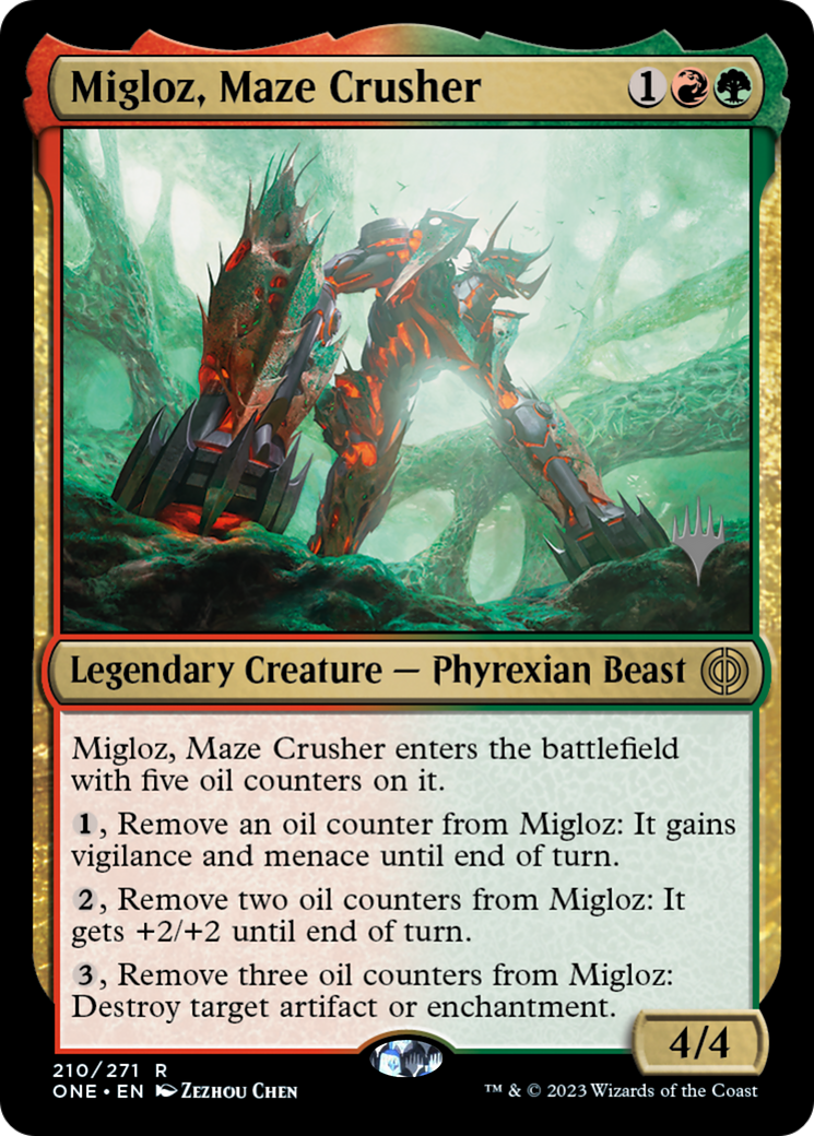 Migloz, Maze Crusher (Promo Pack) [Phyrexia: All Will Be One Promos] | GnG Games