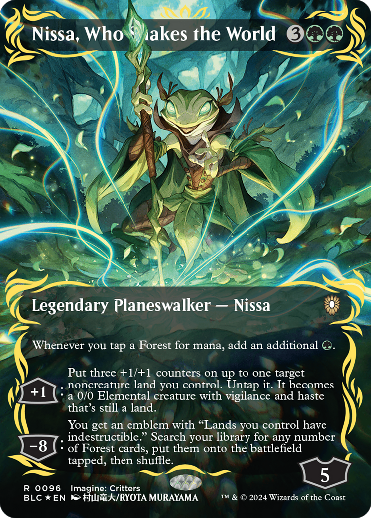 Nissa, Who Shakes the World (Borderless) (Raised Foil) [Bloomburrow Commander] | GnG Games