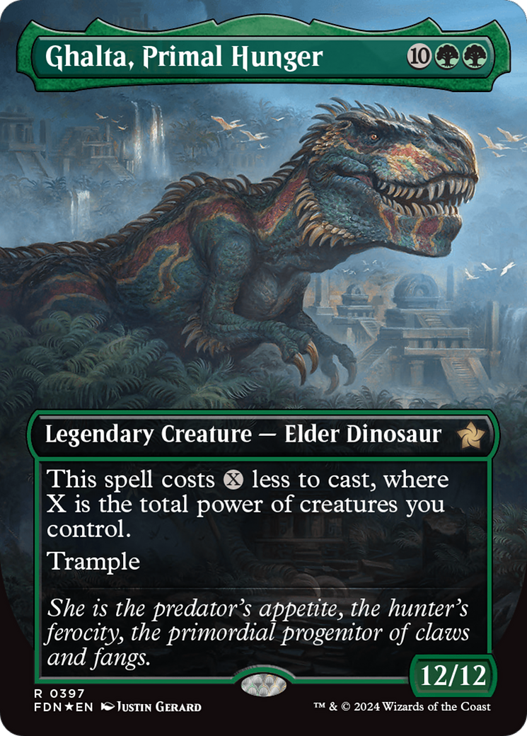 Ghalta, Primal Hunger (Borderless) (Mana Foil) [Foundations] | GnG Games