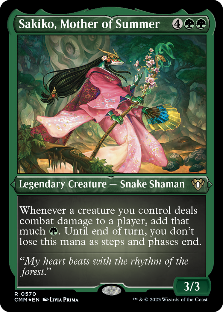 Sakiko, Mother of Summer (Foil Etched) [Commander Masters] | GnG Games