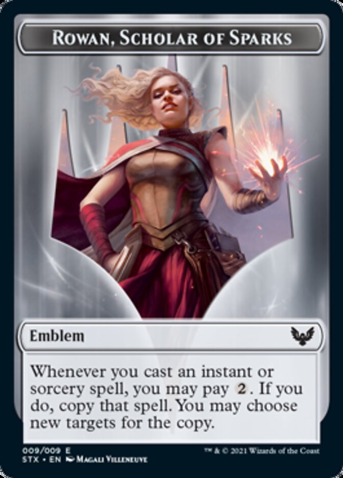 Fractal // Rowan, Scholar of Sparks Emblem Double-Sided Token [Strixhaven: School of Mages Tokens] | GnG Games