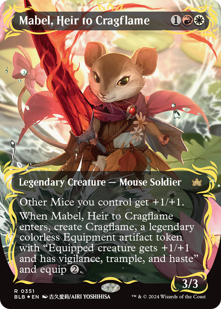 Mabel, Heir to Cragflame (Borderless) (Raised Foil) [Bloomburrow] | GnG Games