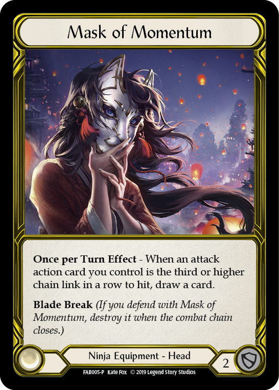 Mask of Momentum [FAB005-P] (Promo)  1st Edition Cold Foil - Golden | GnG Games