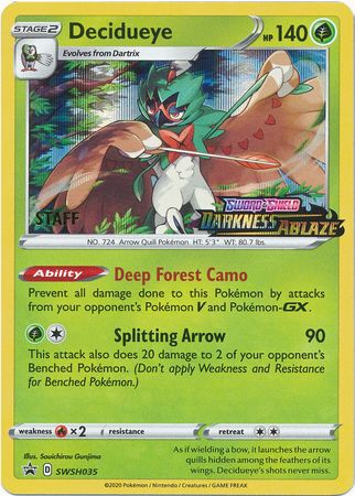 Decidueye (SWSH035) (Staff Prerelease Promo) [Sword & Shield: Black Star Promos] | GnG Games