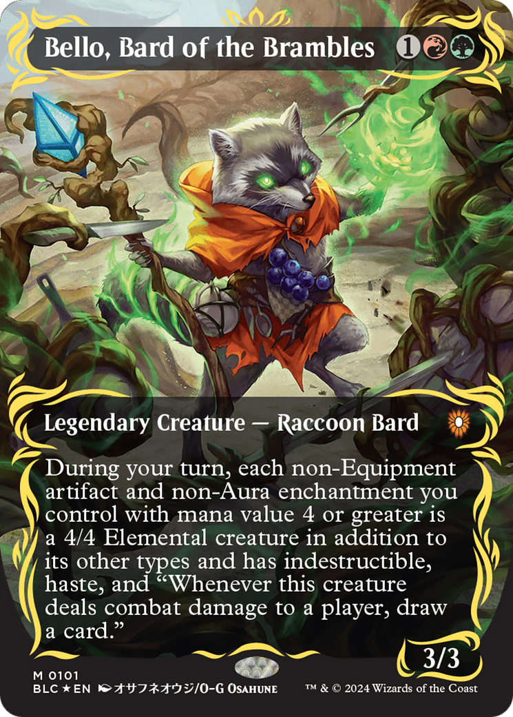Bello, Bard of the Brambles (Borderless) (Raised Foil) [Bloomburrow Commander] | GnG Games