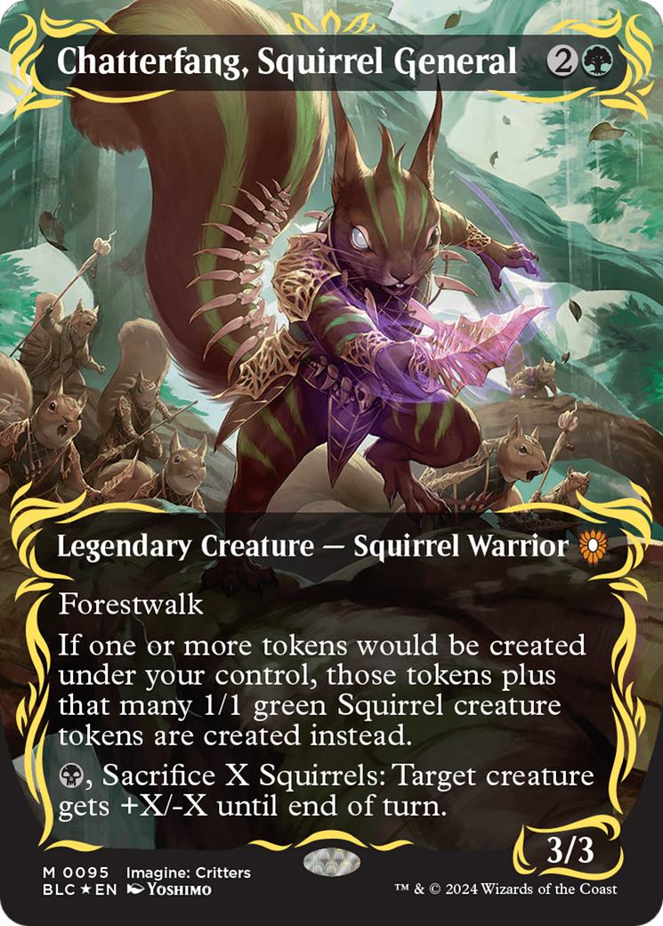 Chatterfang, Squirrel General (Borderless) (Raised Foil) [Bloomburrow Commander] | GnG Games