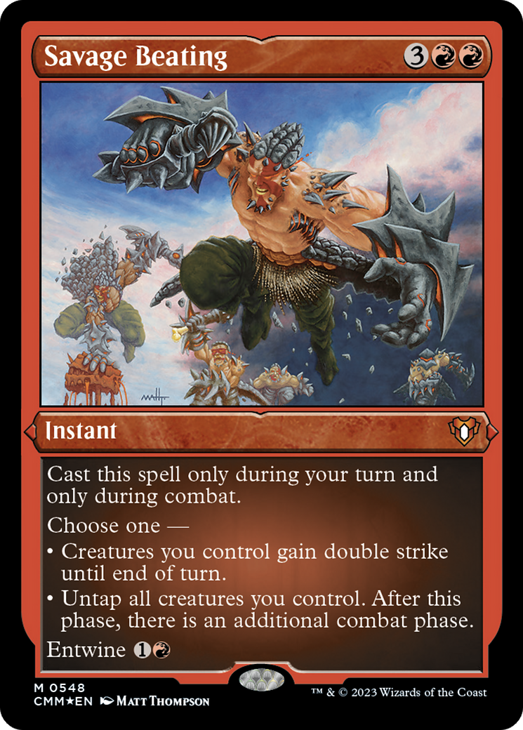 Savage Beating (Foil Etched) [Commander Masters] | GnG Games