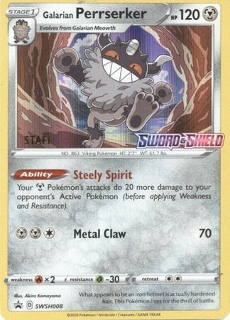 Galarian Perrserker (SWSH008) (Staff Prerelease Promo) [Sword & Shield: Black Star Promos] | GnG Games