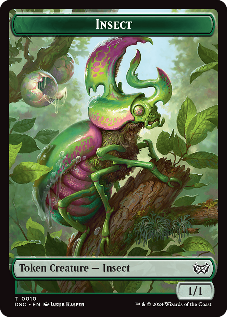 Insect (0010) //Manifest Double-Sided Token [Duskmourn: House of Horror Commander Tokens] | GnG Games