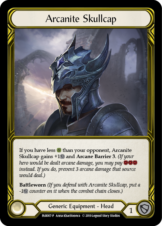 Arcanite Skullcap [FAB007-P] (Promo)  1st Edition Cold Foil - Golden | GnG Games