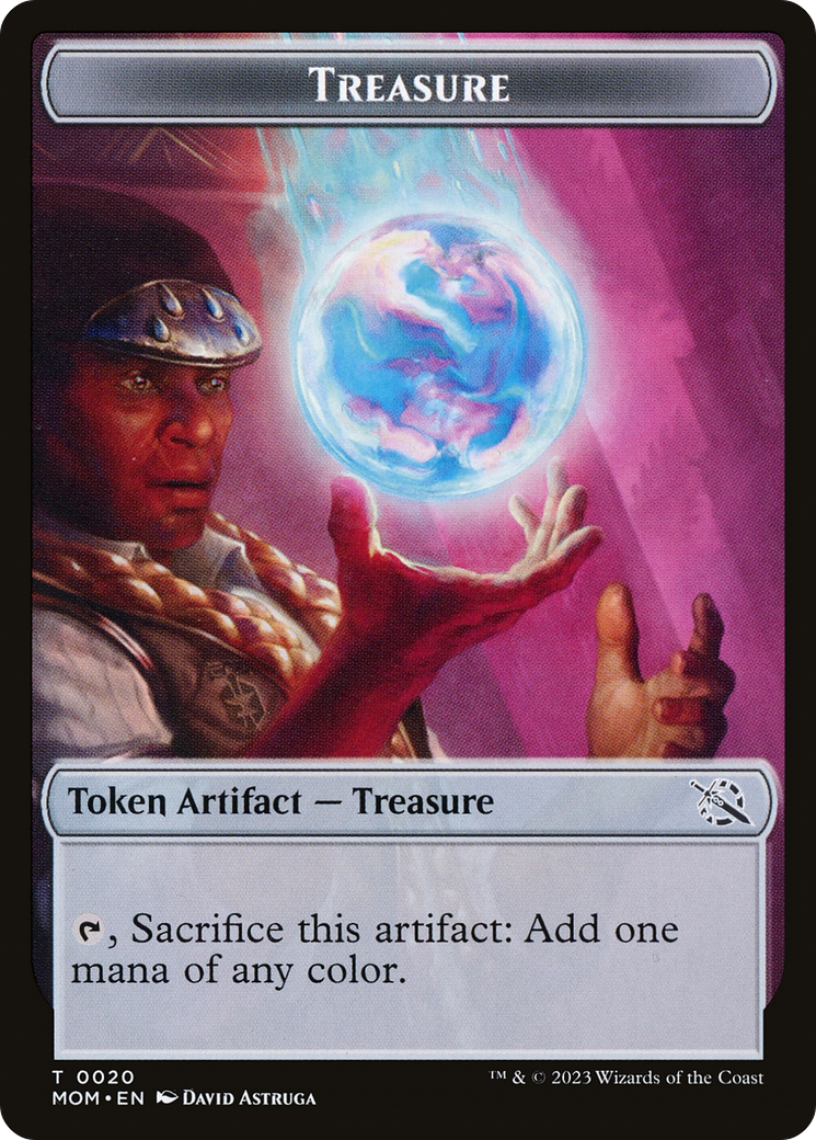 Treasure (20) // Teferi Akosa of Zhalfir Emblem Double-Sided Token [March of the Machine Tokens] | GnG Games