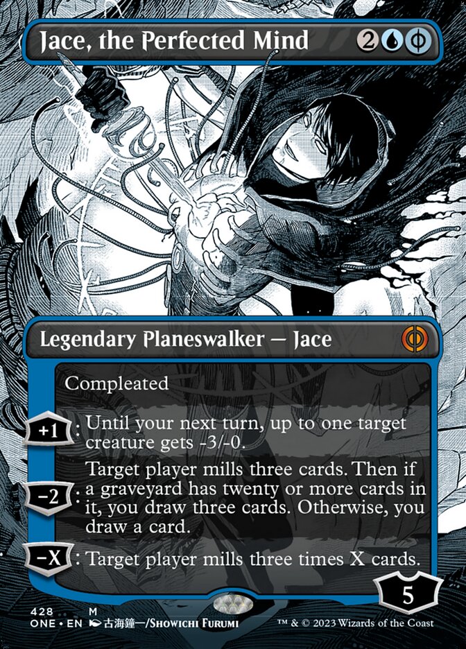 Jace, the Perfected Mind (Borderless Manga Step-and-Compleat Foil) [Phyrexia: All Will Be One] | GnG Games