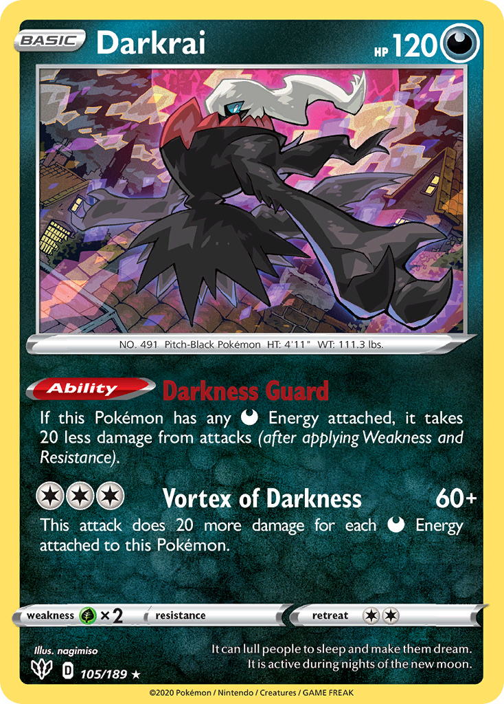 Darkrai (105/189) (Cosmos Holo) [Sword & Shield: Darkness Ablaze] | GnG Games