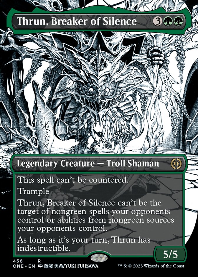 Thrun, Breaker of Silence (Borderless Manga Step-and-Compleat Foil) [Phyrexia: All Will Be One] | GnG Games