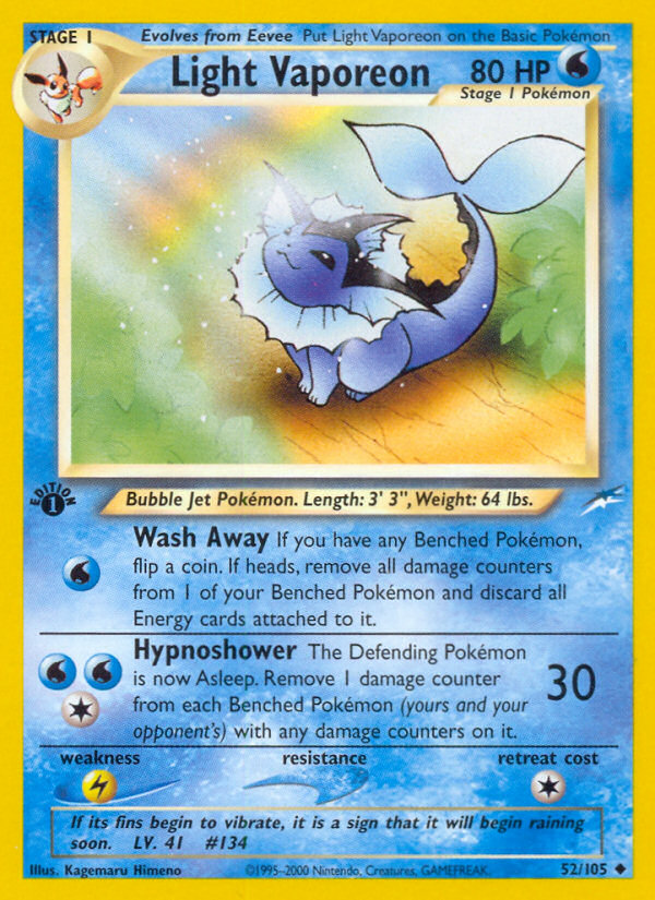 Light Vaporeon (52/105) [Neo Destiny 1st Edition] | GnG Games