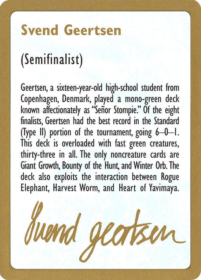 Svend Geertsen Bio [World Championship Decks 1997] | GnG Games