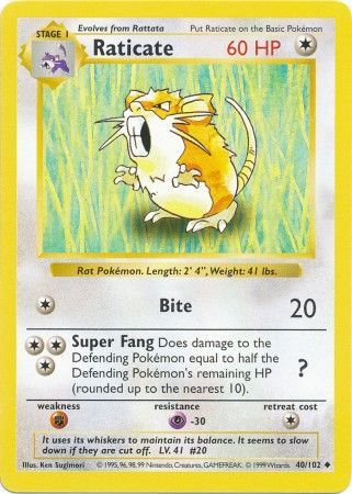 Raticate (40/102) [Base Set Shadowless Unlimited] | GnG Games