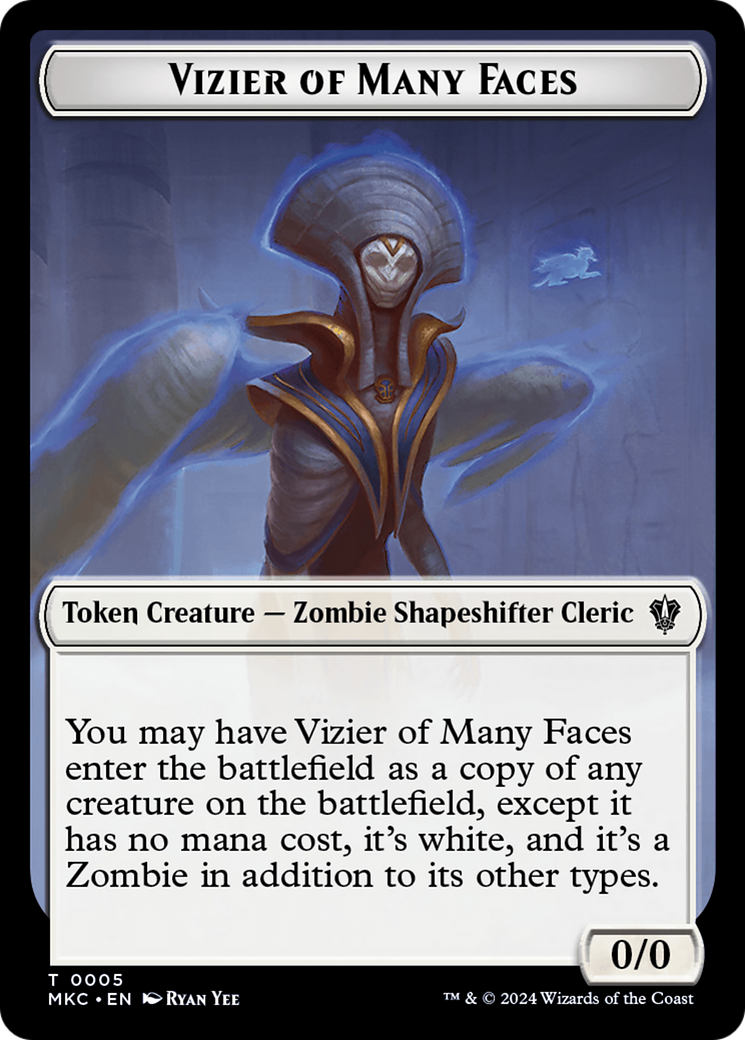 Vizier of Many Faces // Zombie Double-Sided Token [Murders at Karlov Manor Commander Tokens] | GnG Games