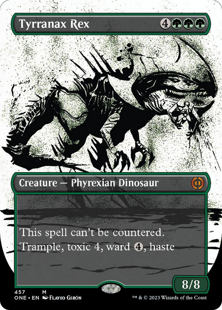 Tyrranax Rex (Borderless Ichor Step-and-Compleat Foil) [Phyrexia: All Will Be One] | GnG Games