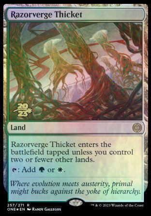 Razorverge Thicket [Phyrexia: All Will Be One Prerelease Promos] | GnG Games