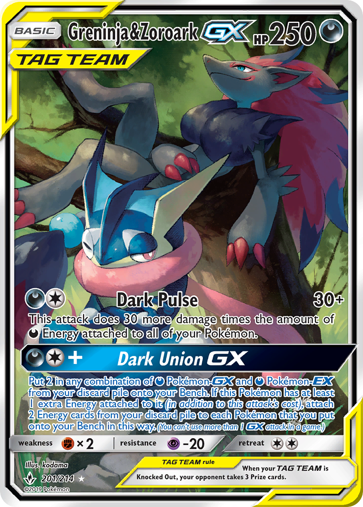 Greninja & Zoroark GX (201/214) [Sun & Moon: Unbroken Bonds] | GnG Games