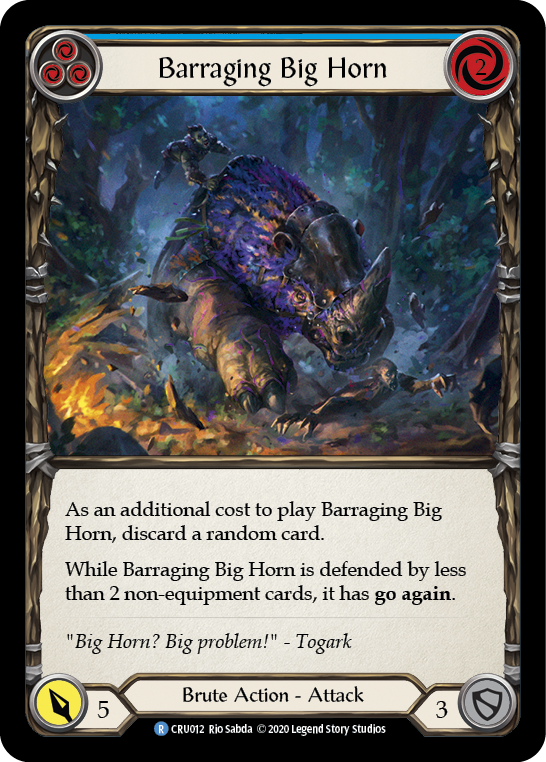 Barraging Big Horn (Blue) [CRU012] 1st Edition Rainbow Foil | GnG Games