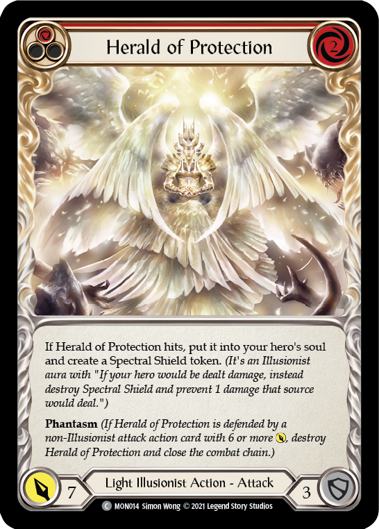 Herald of Protection (Red) (Rainbow Foil) [MON014-RF] 1st Edition Rainbow Foil | GnG Games