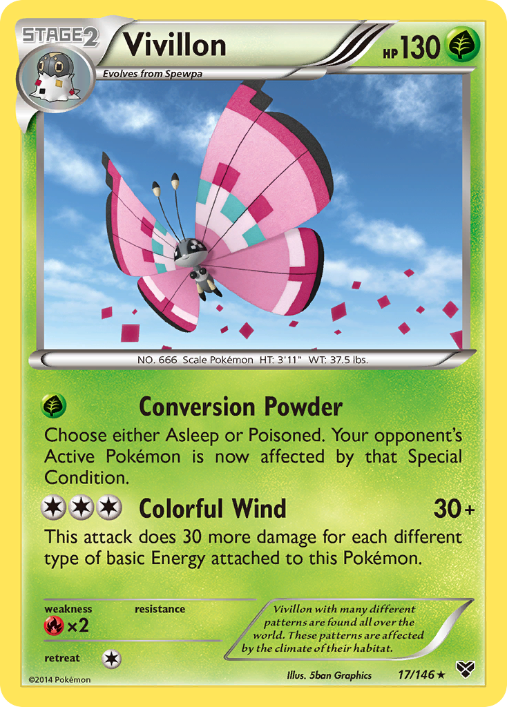 Vivillon (17/146) (Meadow Form/Pink Wings) [XY: Base Set] | GnG Games