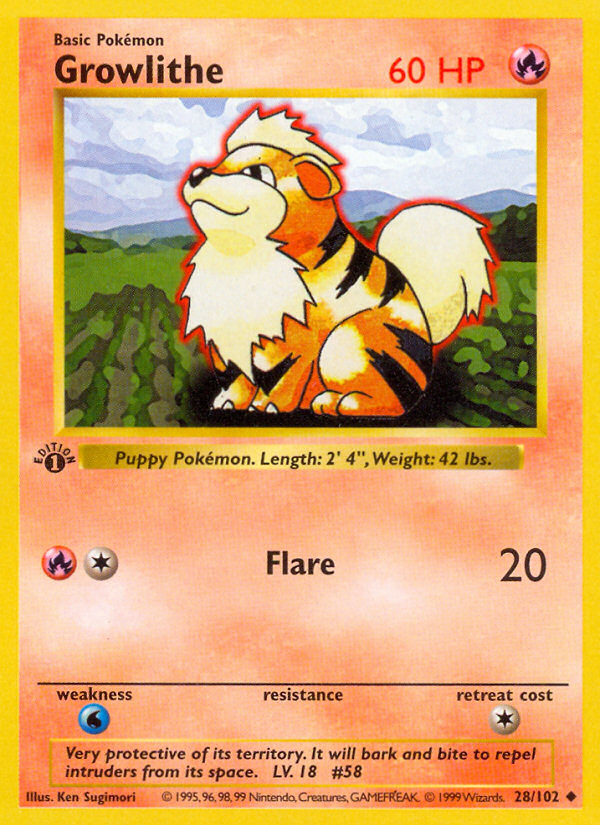 Growlithe (28/102) (Shadowless) [Base Set 1st Edition] | GnG Games