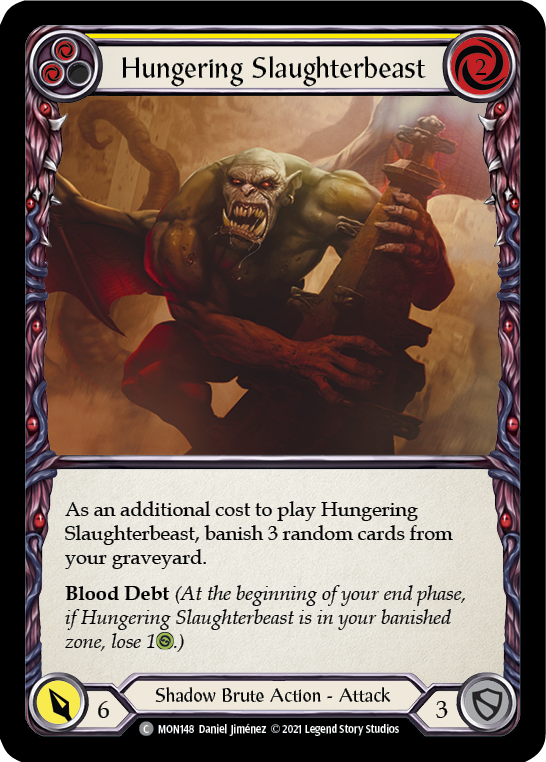 Hungering Slaughterbeast (Yellow) (Rainbow Foil) [MON148-RF] 1st Edition Rainbow Foil | GnG Games