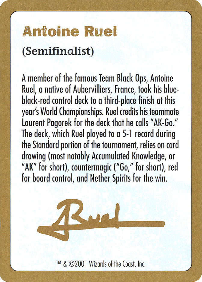 Antoine Ruel Bio [World Championship Decks 2001] | GnG Games