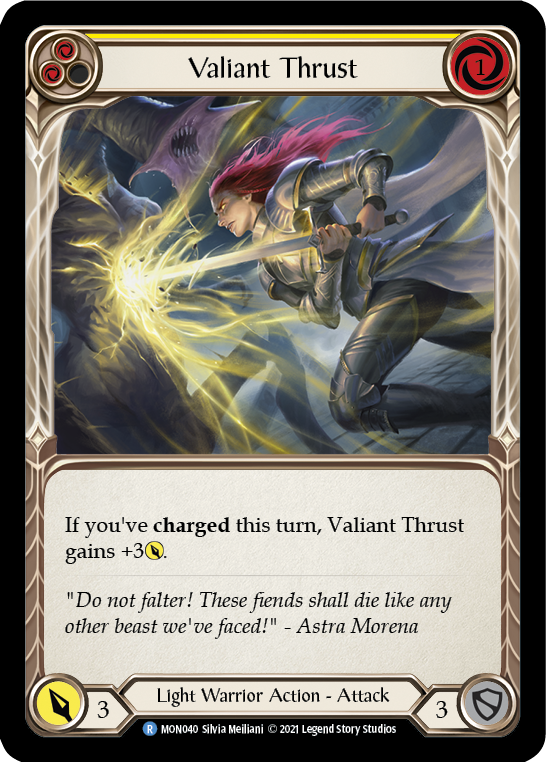 Valiant Thrust (Yellow) (Rainbow Foil) [MON040-RF] 1st Edition Rainbow Foil | GnG Games