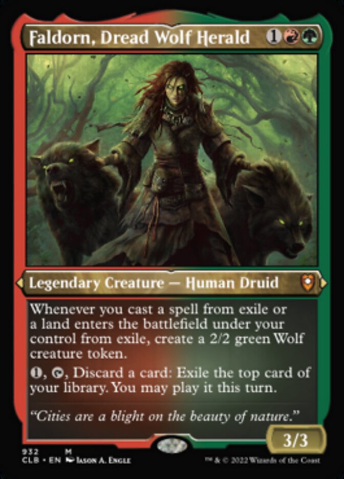 Faldorn, Dread Wolf Herald (Display Commander) (Foil Etched) [Commander Legends: Battle for Baldur's Gate] | GnG Games