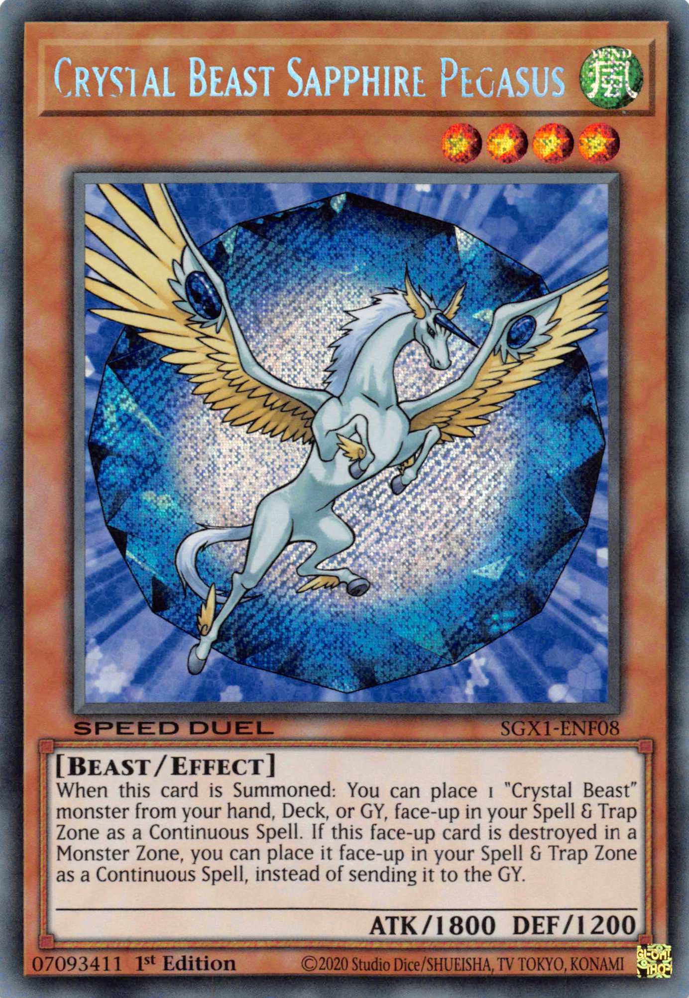 Crystal Beast Sapphire Pegasus [SGX1-ENF08] Secret Rare | GnG Games