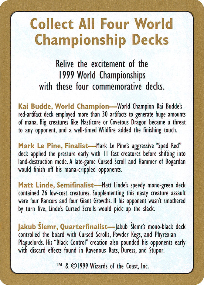 1999 World Championships Ad [World Championship Decks 1999] | GnG Games