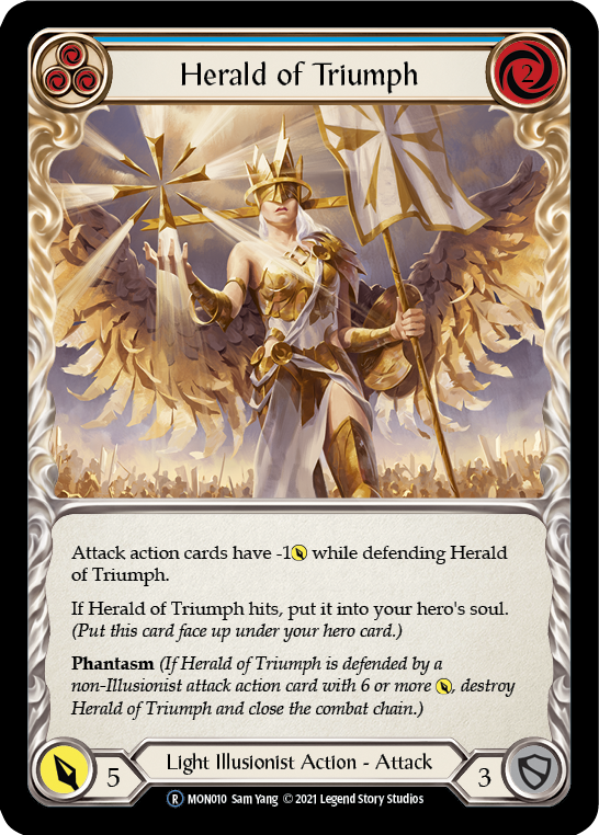 Herald of Triumph (Blue) (Rainbow Foil) [U-MON010-RF] Unlimited Edition Rainbow Foil | GnG Games