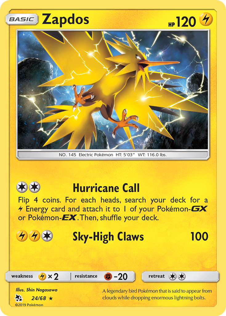 Zapdos (24/68) [Sun & Moon: Hidden Fates] | GnG Games