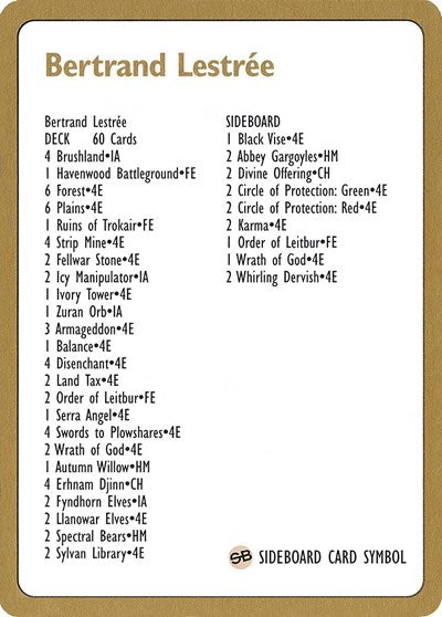 1996 Bertrand Lestree Decklist Card [World Championship Decks] | GnG Games