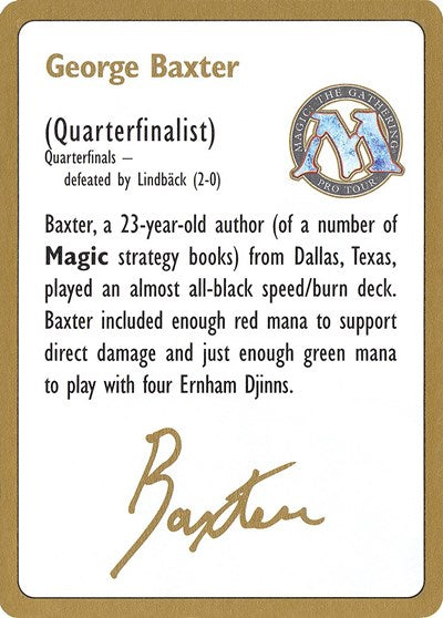 1996 George Baxter Biography Card [World Championship Decks] | GnG Games