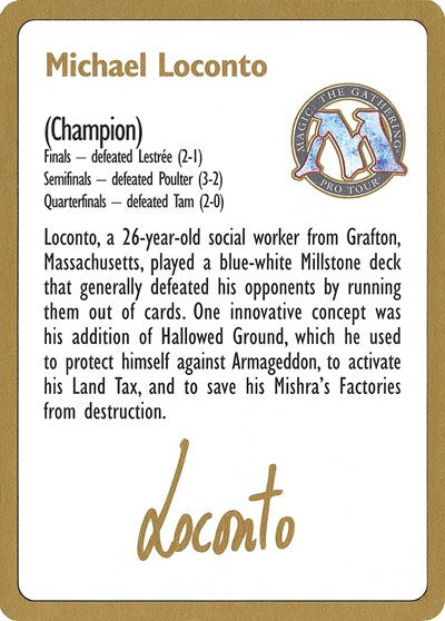 1996 Michael Loconto Biography Card [World Championship Decks] | GnG Games