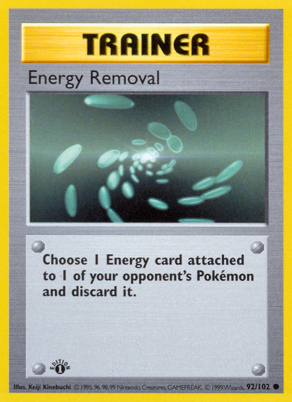 Energy Removal (92/102) (Shadowless) [Base Set 1st Edition] | GnG Games