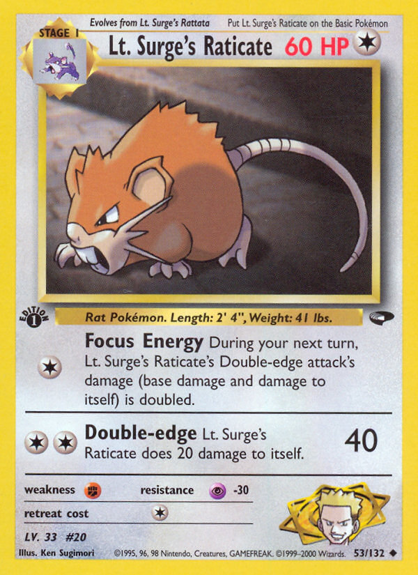 Lt. Surge's Raticate (53/132) [Gym Challenge 1st Edition] | GnG Games