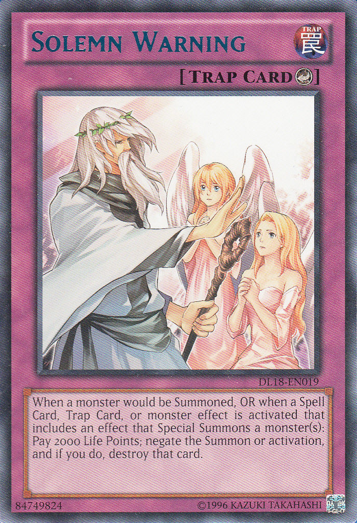 Solemn Warning (Blue) [DL18-EN019] Rare | GnG Games