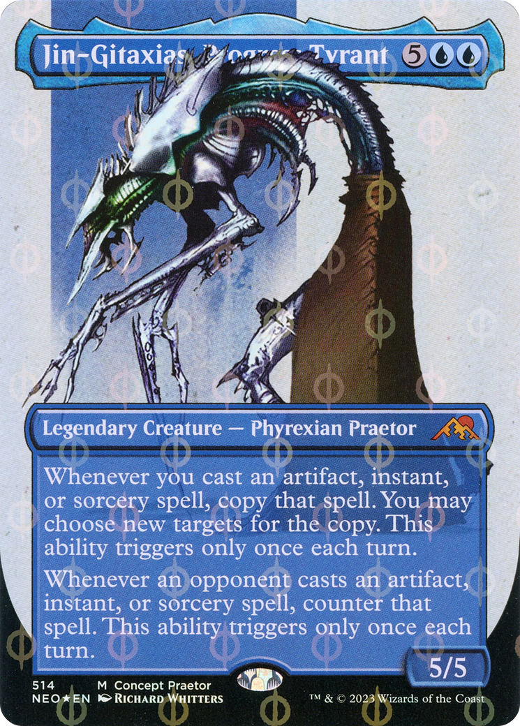 Jin-Gitaxias, Progress Tyrant (Borderless Concept Praetors Step-and-Compleat Foil) [Phyrexia: All Will Be One] | GnG Games