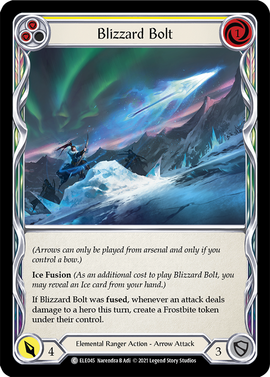 Blizzard Bolt (Yellow) [ELE045] (Tales of Aria)  1st Edition Rainbow Foil | GnG Games