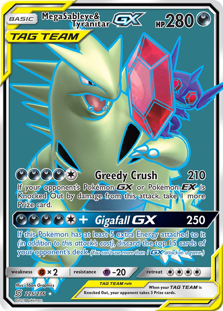 Mega Sableye & Tyranitar GX (225/236) [Sun & Moon: Unified Minds] | GnG Games