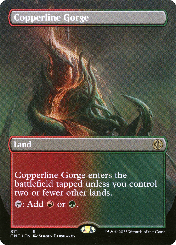 Copperline Gorge (Borderless Alternate Art) [Phyrexia: All Will Be One] | GnG Games