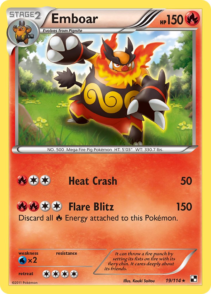 Emboar (19/114) (Cracked Ice Holo) (Theme Deck Exclusive) [Black & White: Base Set] | GnG Games