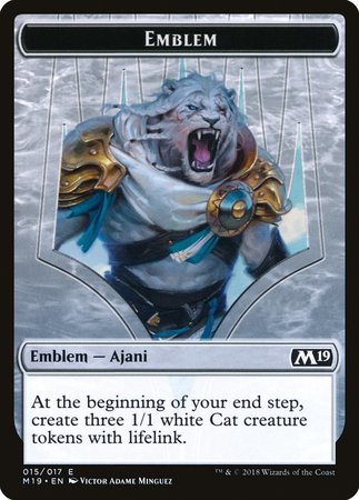 Emblem - Ajani, Adversary of Tyrants [Core Set 2019 Tokens] | GnG Games