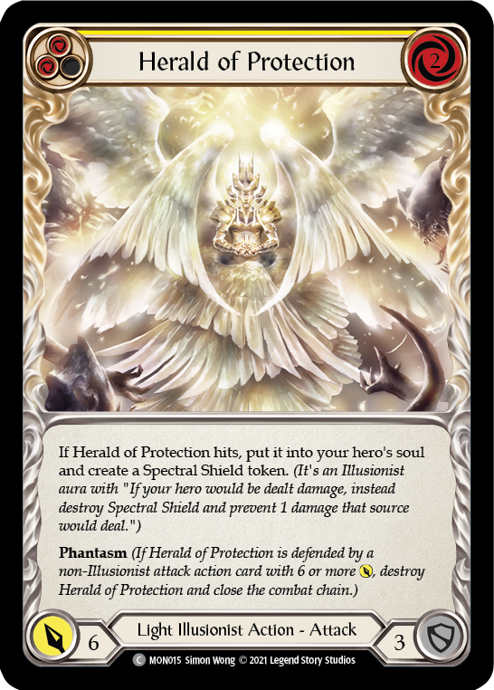 Herald of Protection (Yellow) (Rainbow Foil) [MON015-RF] 1st Edition Rainbow Foil | GnG Games